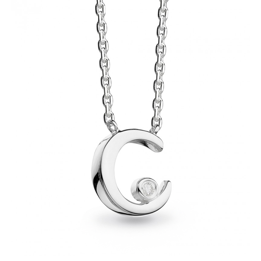 Sterling Silver Round Diamond Initial C Necklace Borsheims