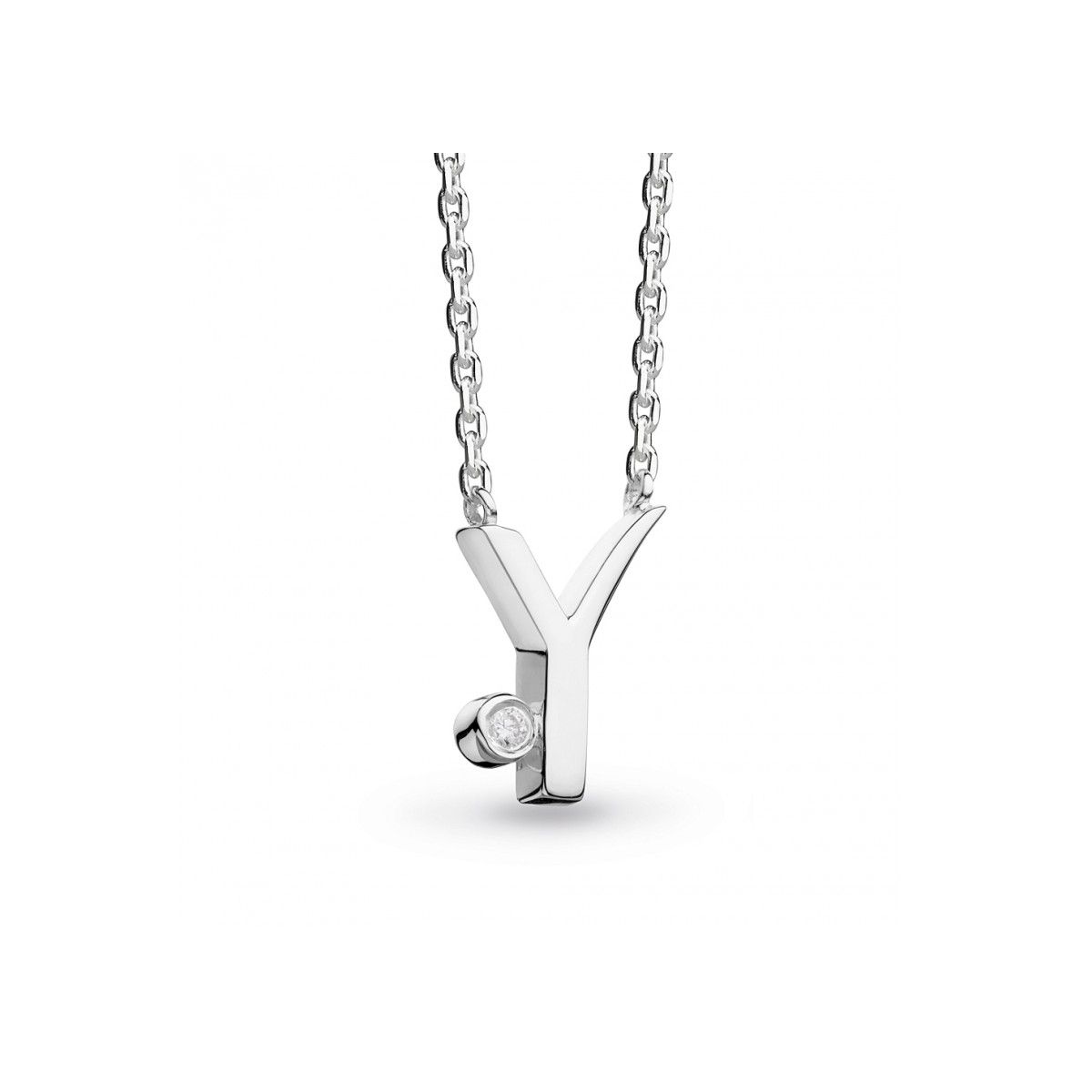 Sterling Silver Initial Y Necklace with Diamonds, 18" Borsheims