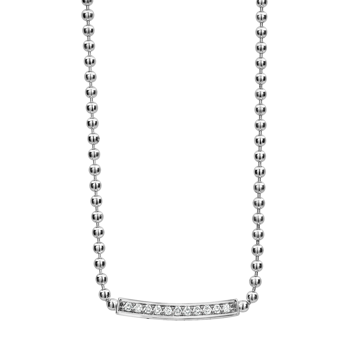 LAGOS Sterling Silver Diamond Caviar Spark Bar Necklace