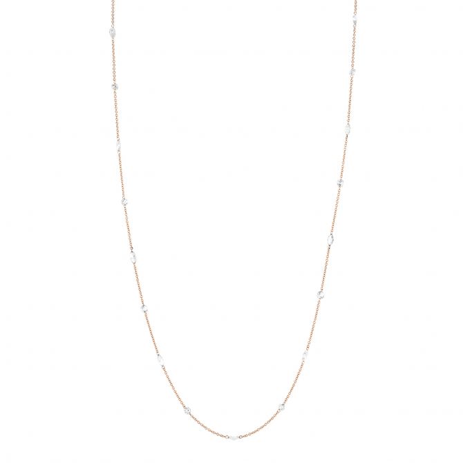 Aresa Multi Shape Diamond Orbit Station Necklace in Rose Gold, 26"