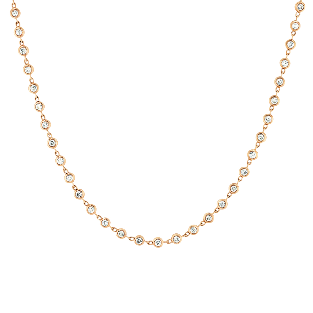 Diamond Bezel Set Strand Necklace in Rose Gold, 23" Borsheims