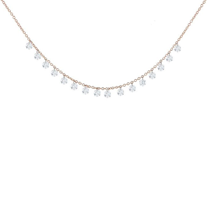 Aresa Diamond Fringe Sweet Sixteen Necklace in Rose Gold, .95 cttw