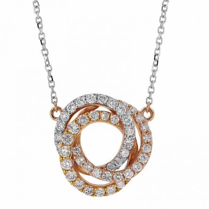 Diamond Rosette Pendant in White & Rose Gold