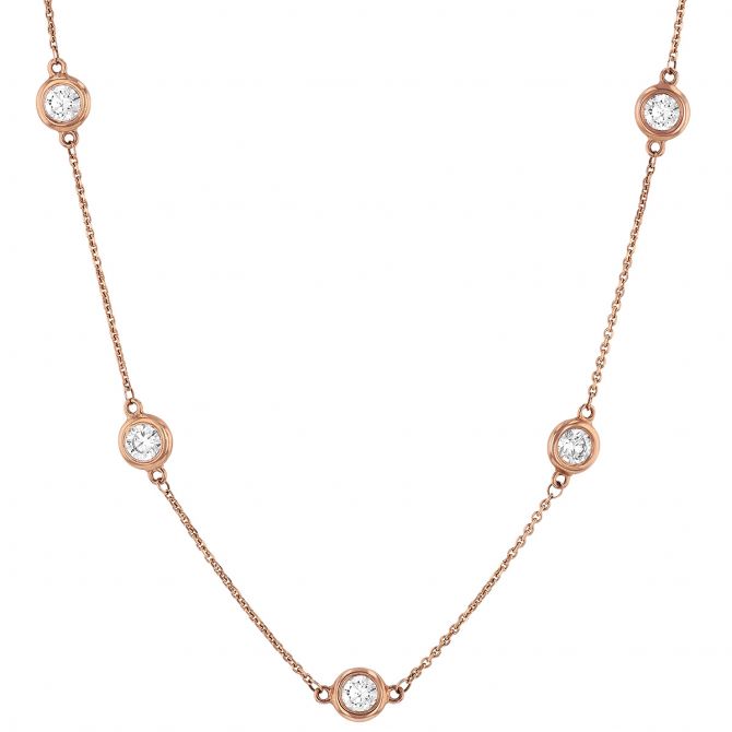 Diamond 10 Station By Yard Necklace In Rose Gold 17 Borsheims
