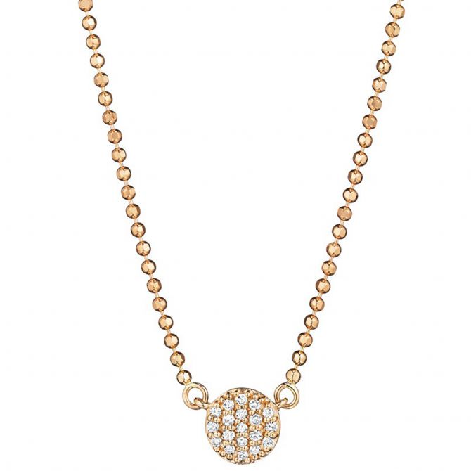 Phillips House Micro Infinity Diamond Pavé Disc Necklace in Rose Gold, 18"