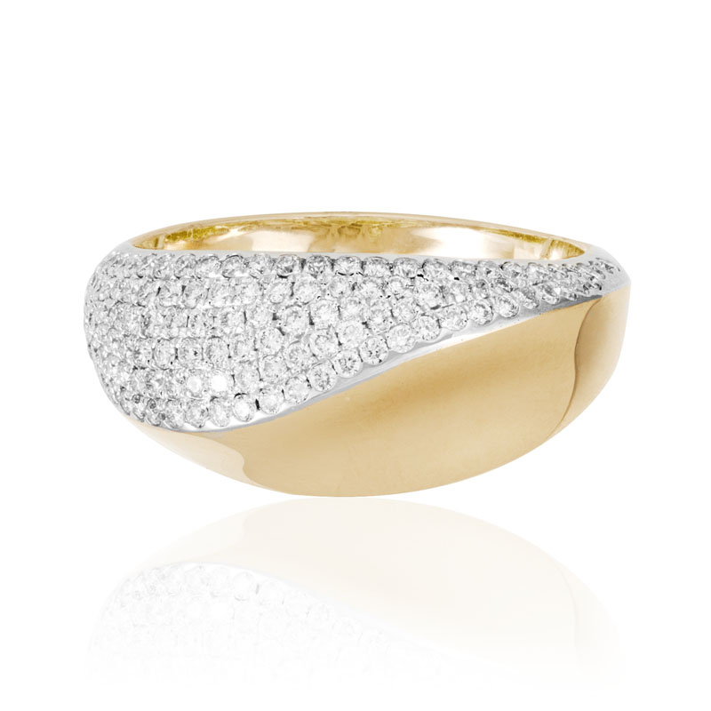 Yellow & White Gold Diamond Wide Juniper Ring, 0.63cttw
