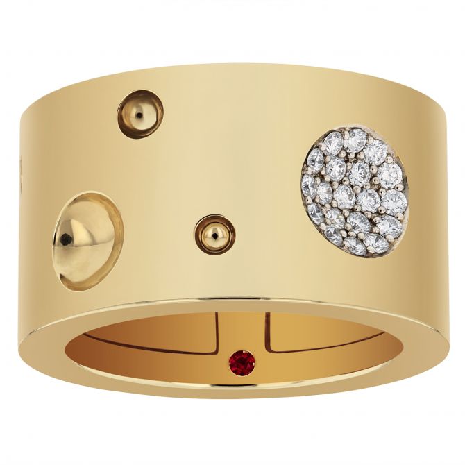 Roberto Coin Pois Moi Luna Diamond Accent Wide Cuff Ring in Yellow Gold