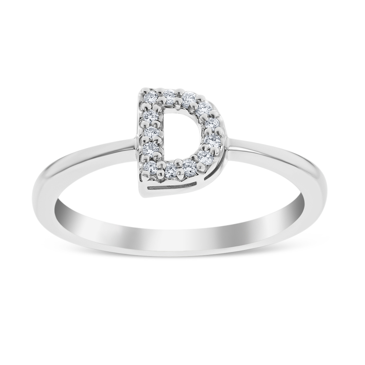 ctw 14K Gold Round White Diamond Ladies Letter 'D' Initial Ring 1/10 CT Dazzlingrock Collection 0.10 Carat