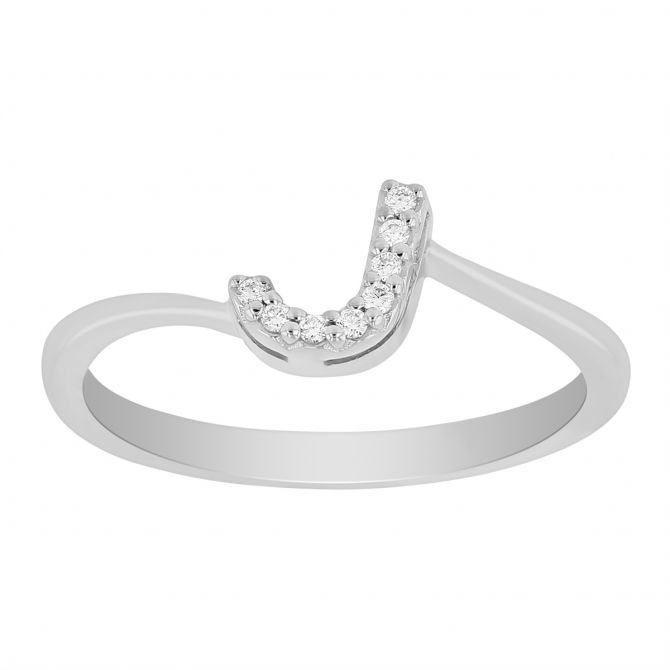 Roberto Coin Diamond Initial Ring "J" in 18K White Gold