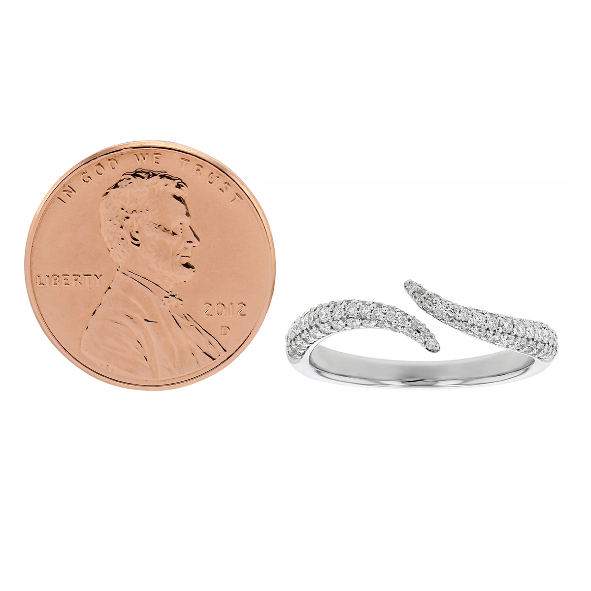 Pavé Diamond Bypass Ring in White Gold