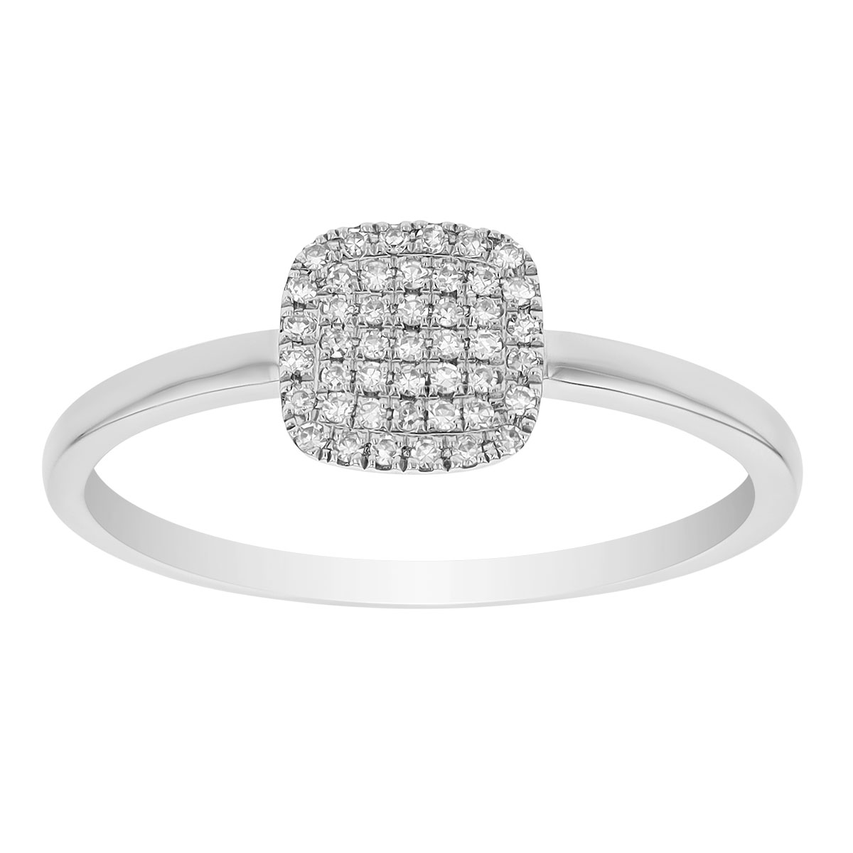 Diamond Pavé Cushion Shape Ring in White Gold