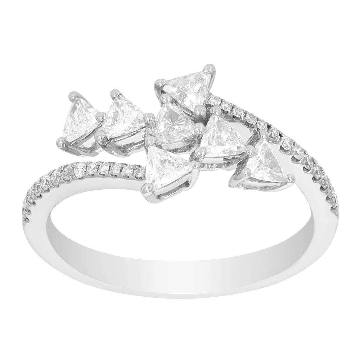 Trillion Diamond Bypass Ring in White Gold