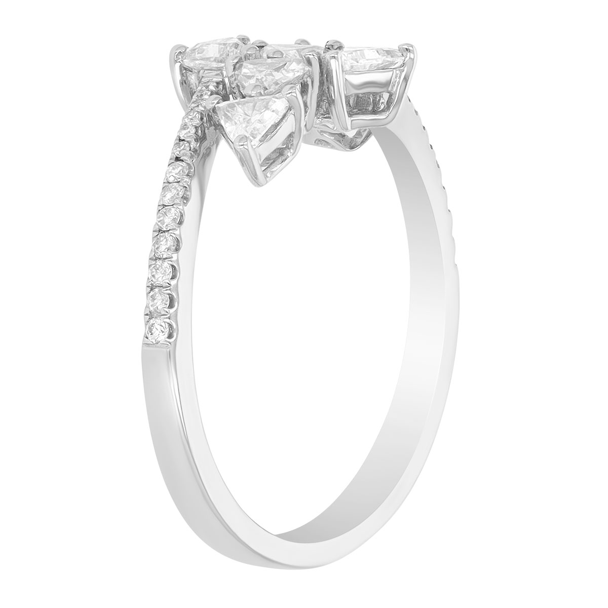 Trillion Diamond Bypass Ring in White Gold