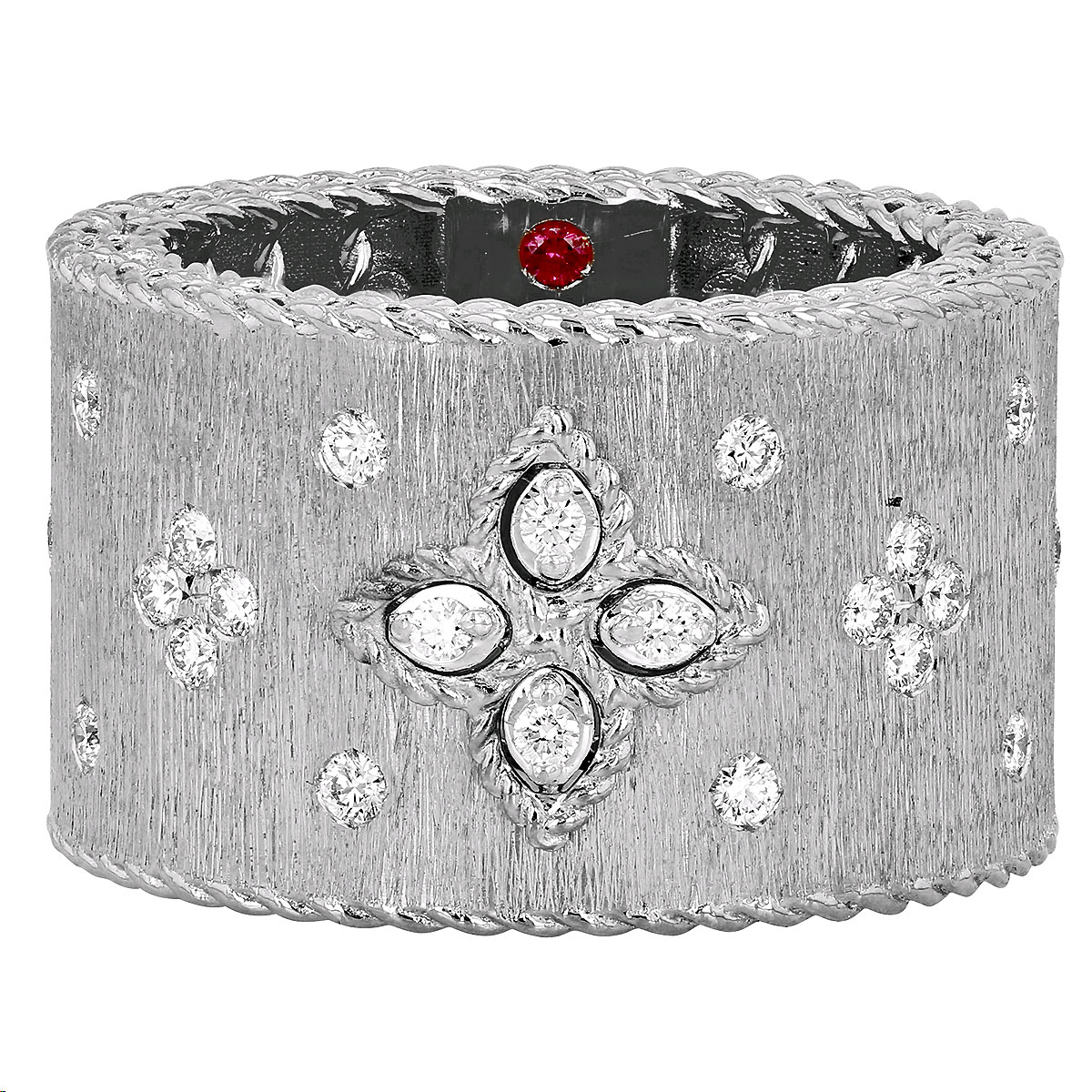 Roberto Coin Venetian Princess Ring in Satin White Gold with Diamonds