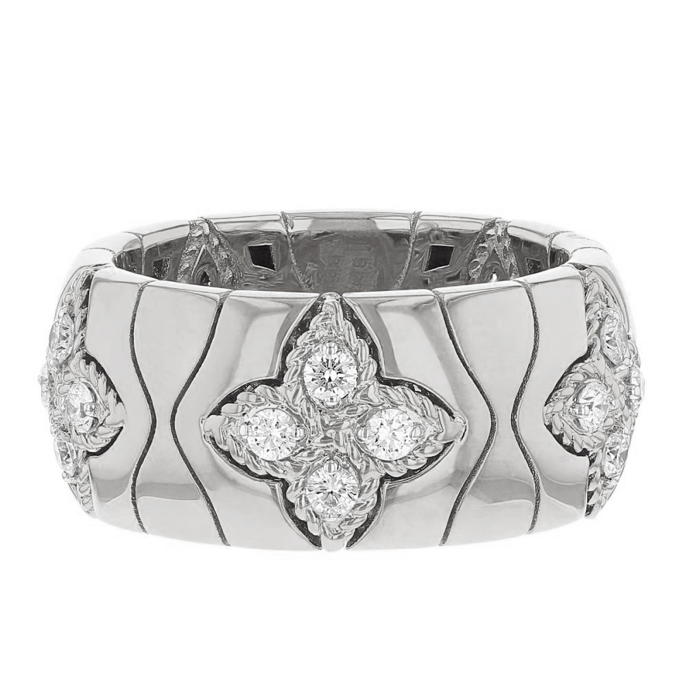 Roberto Coin Royal Princess Flower Diamond Ring in White Gold