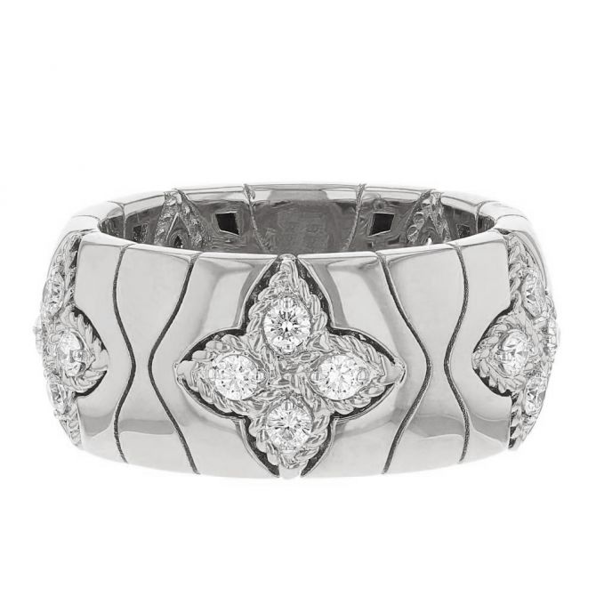 Roberto Coin Royal Princess Flower Diamond Ring in White Gold
