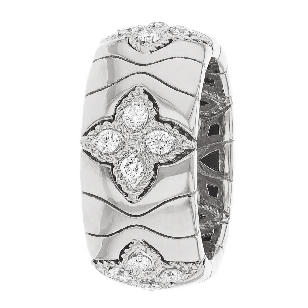 Roberto Coin Royal Princess Flower Diamond Ring in White Gold