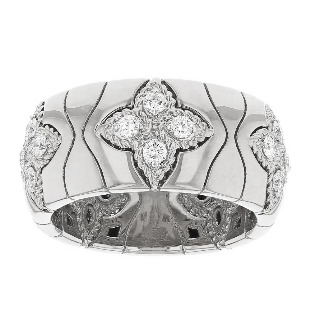 Roberto Coin Royal Princess Flower Diamond Ring in White Gold
