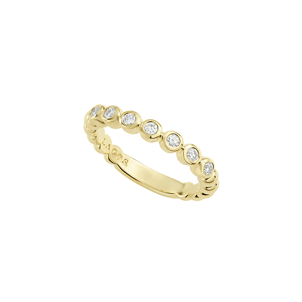 LAGOS 18K Yellow Gold Caviar Diamond 3mm Stack Ring Borsheims
