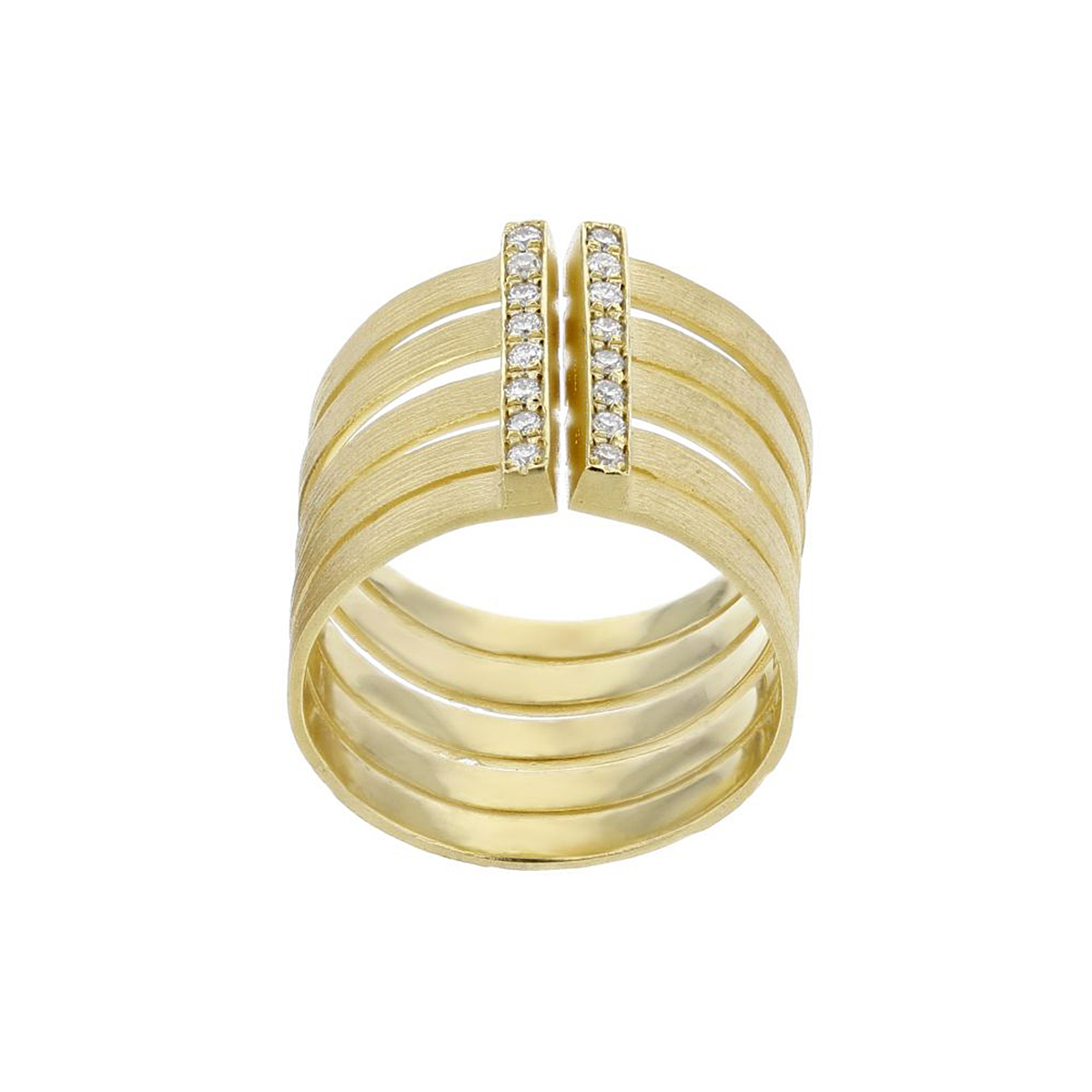 Marika Diamond Bar & Yellow Gold Cuff Ring