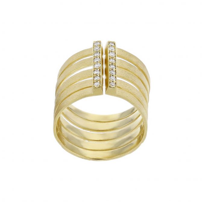 Marika Diamond Bar & Yellow Gold Cuff Ring