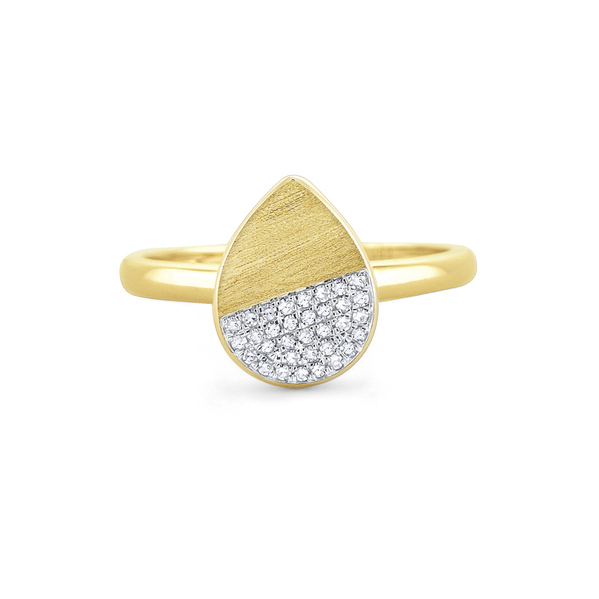 14K Yellow & White Gold Diamond Pavé Teardrop Ring