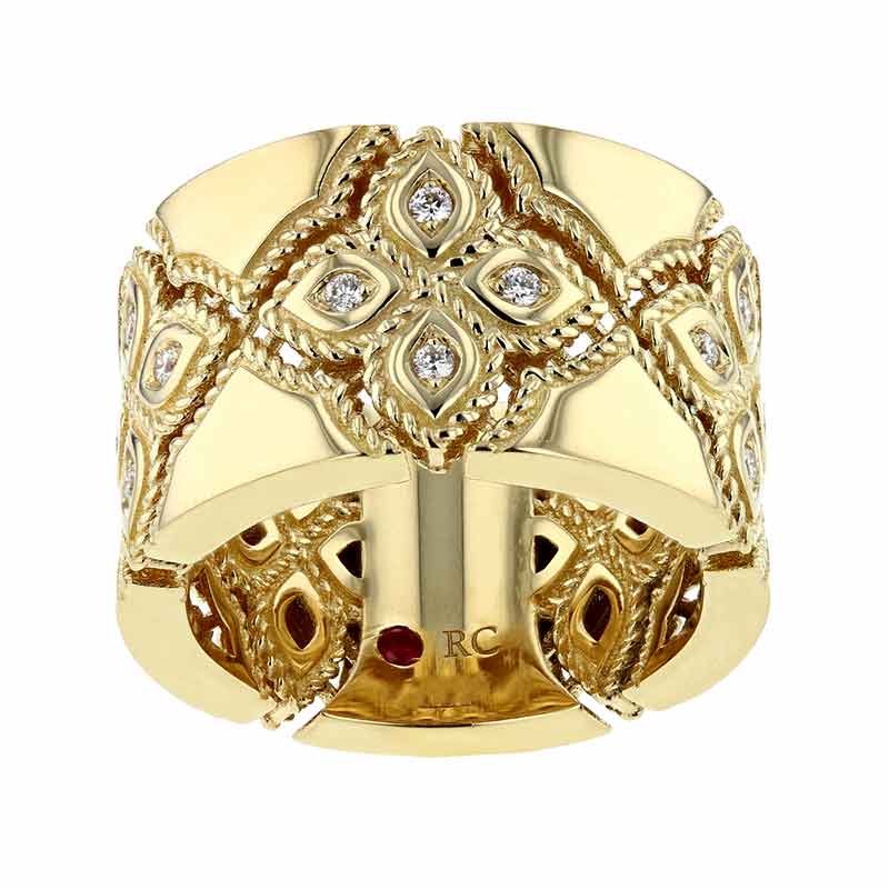 Roberto Coin Princess Wide Yellow Gold High Polish Ring with