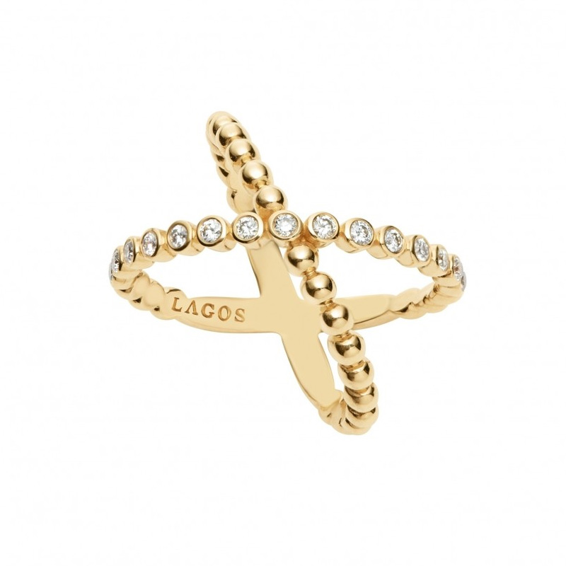 LAGOS 18K Yellow Gold Caviar Diamond 1 Row 