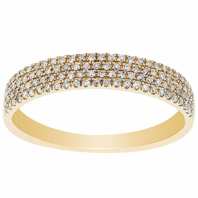 Diamond Pavé 4 Row Ring in Yellow Gold