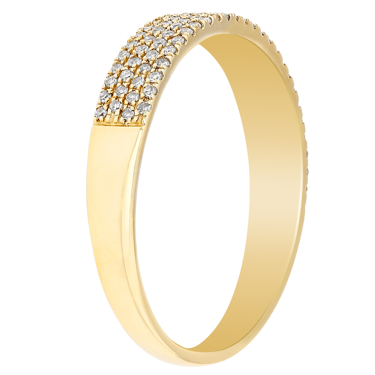 Diamond Pavé 4 Row Ring in Yellow Gold