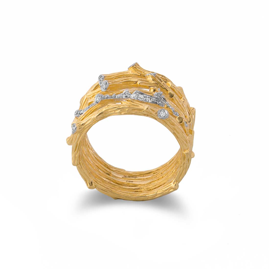 Michael Aram Enchanted Forest Multi Row Ring with Diamonds in Yellow Gold