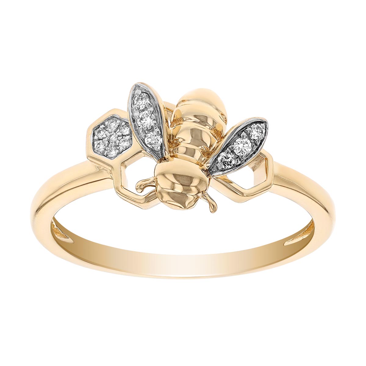 Diamond Bee Honeycomb Ring in Yellow Gold Borsheims