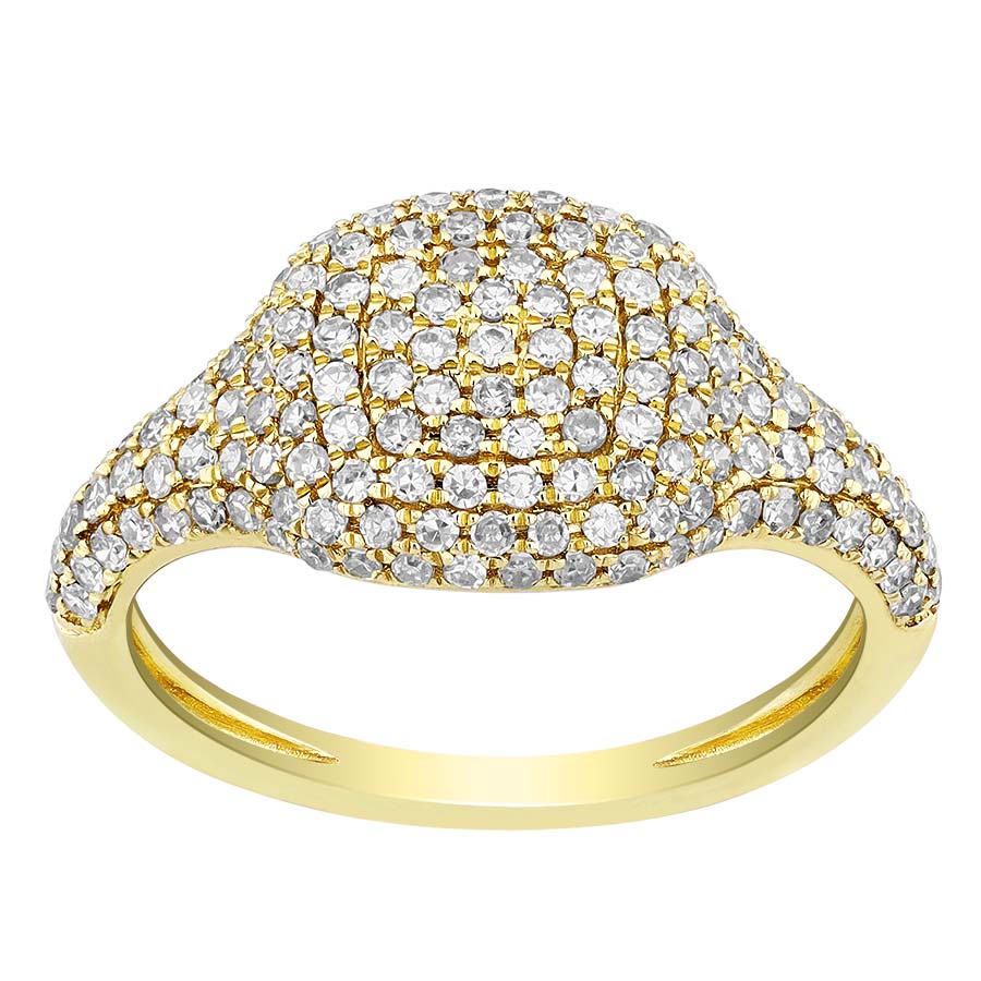 Diamond Pavé Cushion Shaped Ring in Yellow Gold