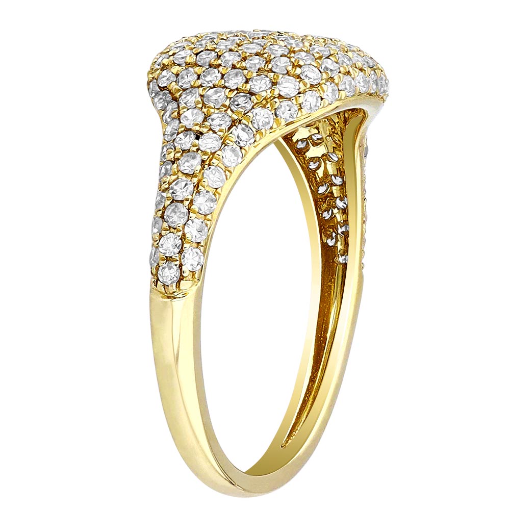Diamond Pavé Cushion Shaped Ring in Yellow Gold