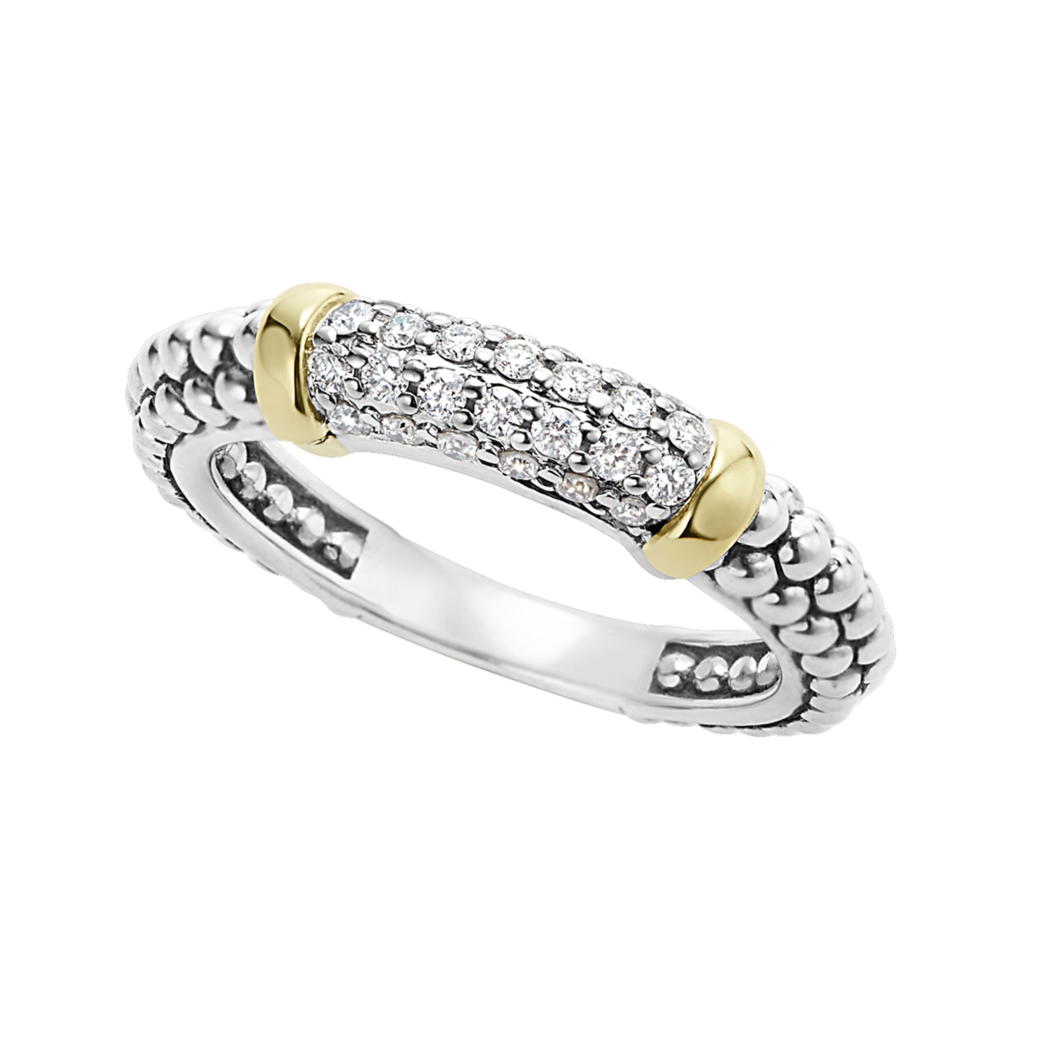 LAGOS Sterling Silver Caviar And Diamond Stacking Ring