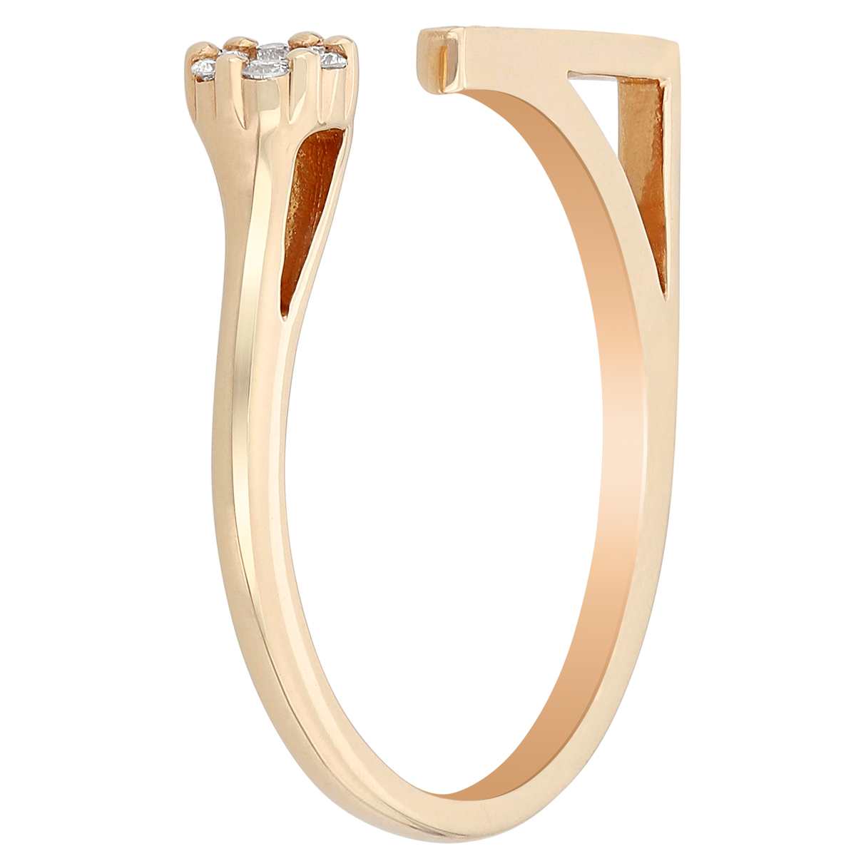 Diamond Pavé Dot Dash Open Cuff Ring in Rose Gold