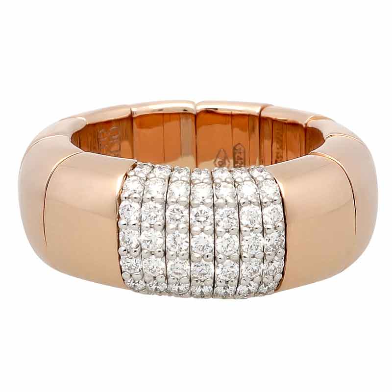 Roberto Demeglio PURA GOLD Wide Ring with Diamonds in Rose Gold