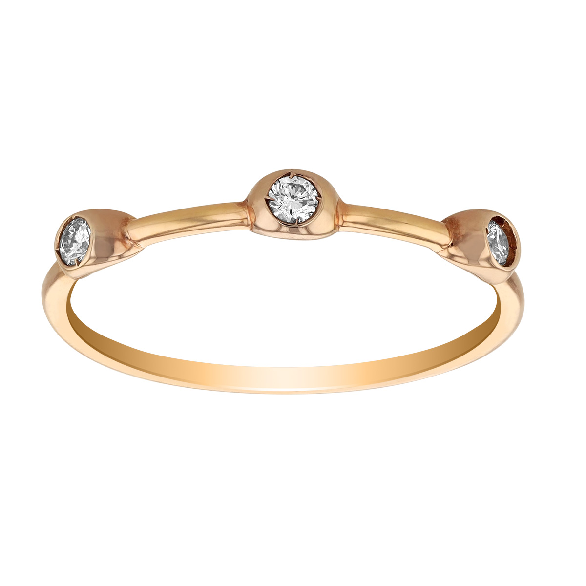 Pesavento Rose Tone Sterling Silver Triple Round Diamond Ring