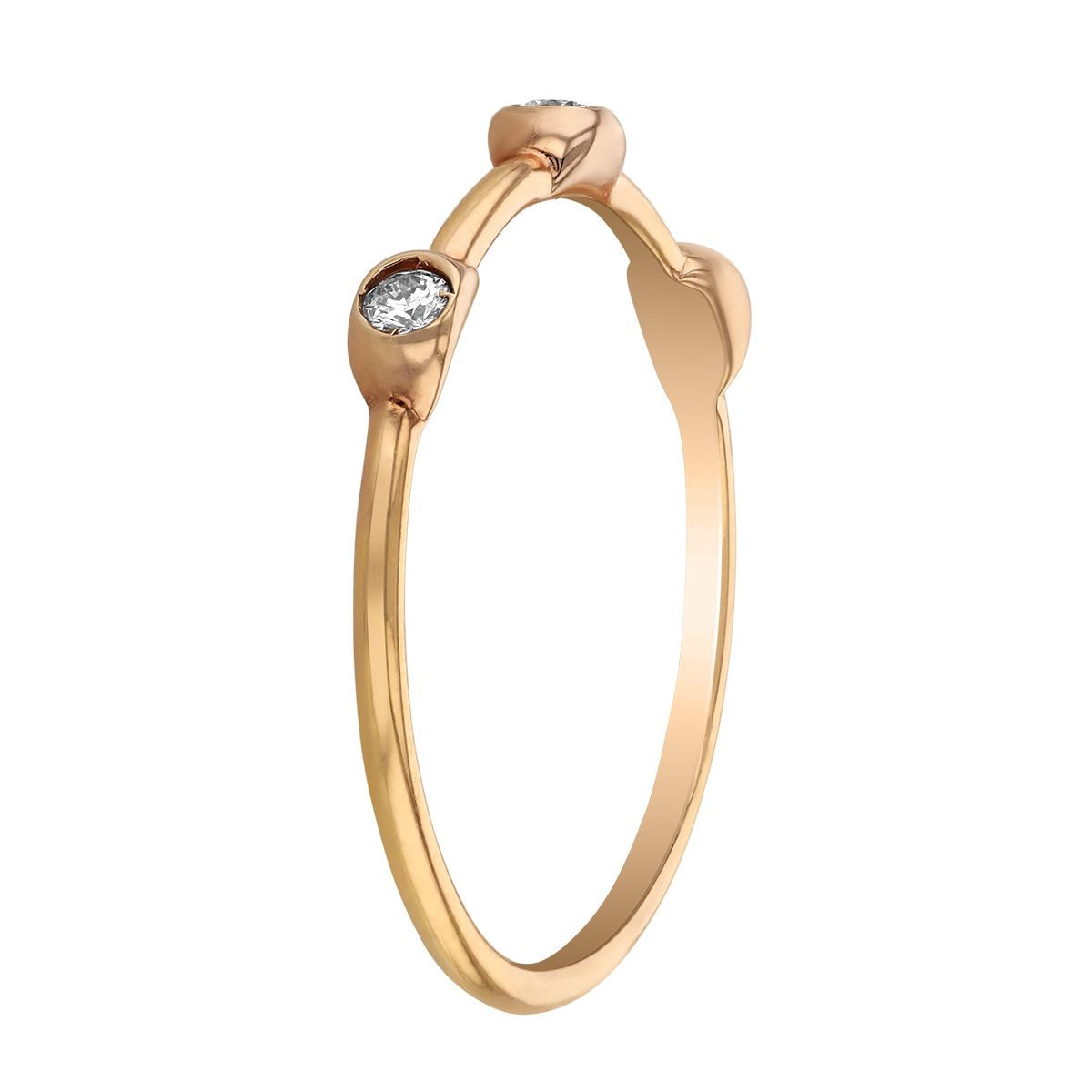 Pesavento Rose Tone Sterling Silver Triple Round Diamond Ring