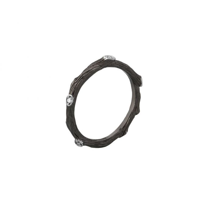 Michael Aram Black Rhodium Plated Sterling Silver Enchanted Forest Stacking Ring
