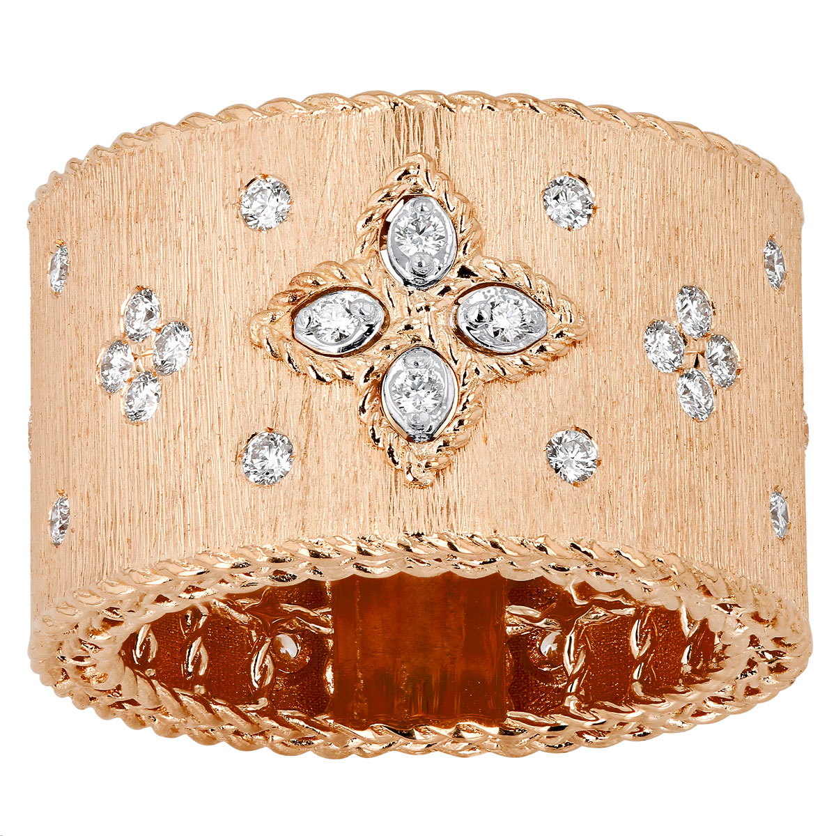Roberto Coin Venetian Princess Diamond Wide Ring in Rose Gold