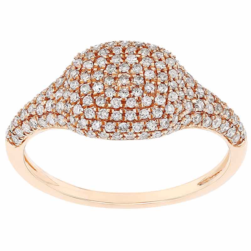 Diamond Pavé Cushion Shaped Ring in Rose Gold