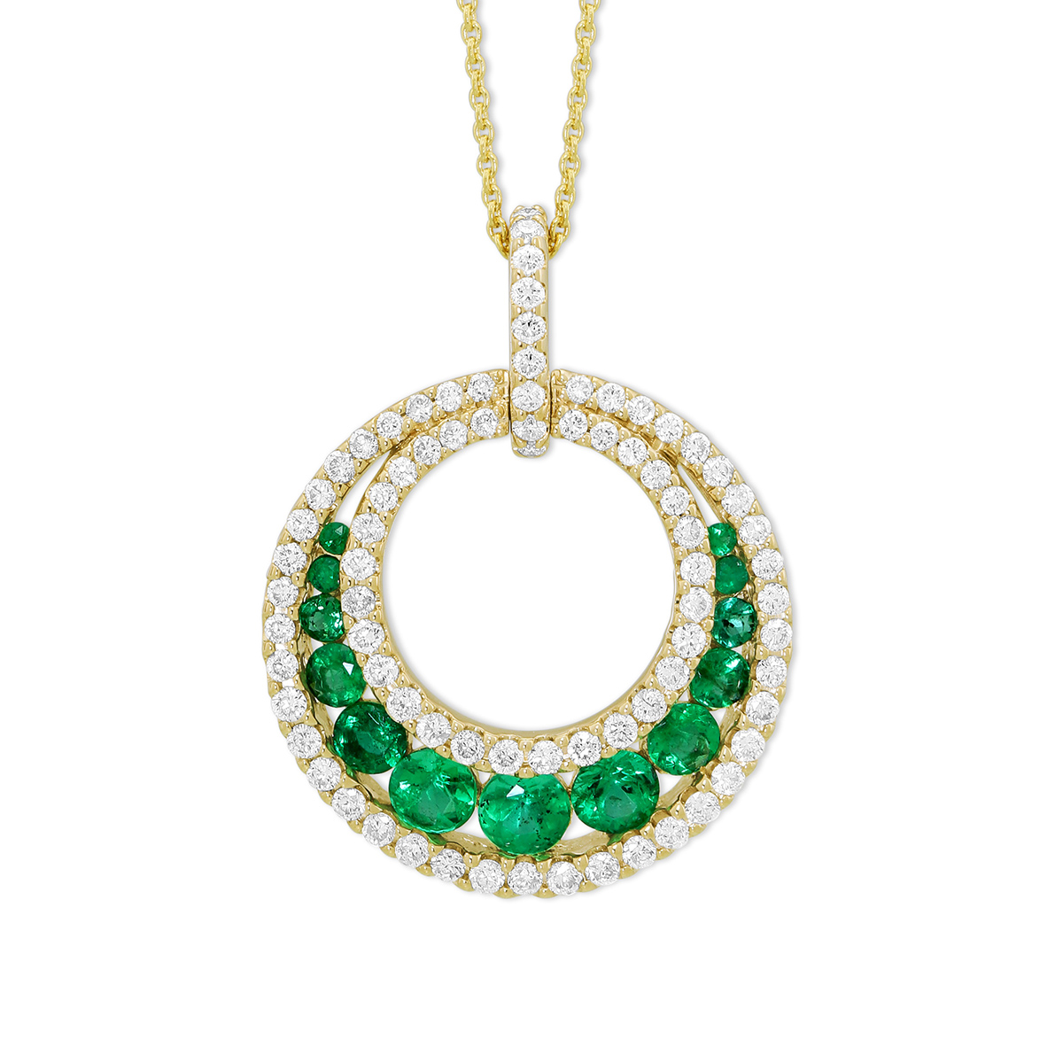 14K Yellow Gold Emerald & Diamond Circle Pendant | Borsheims