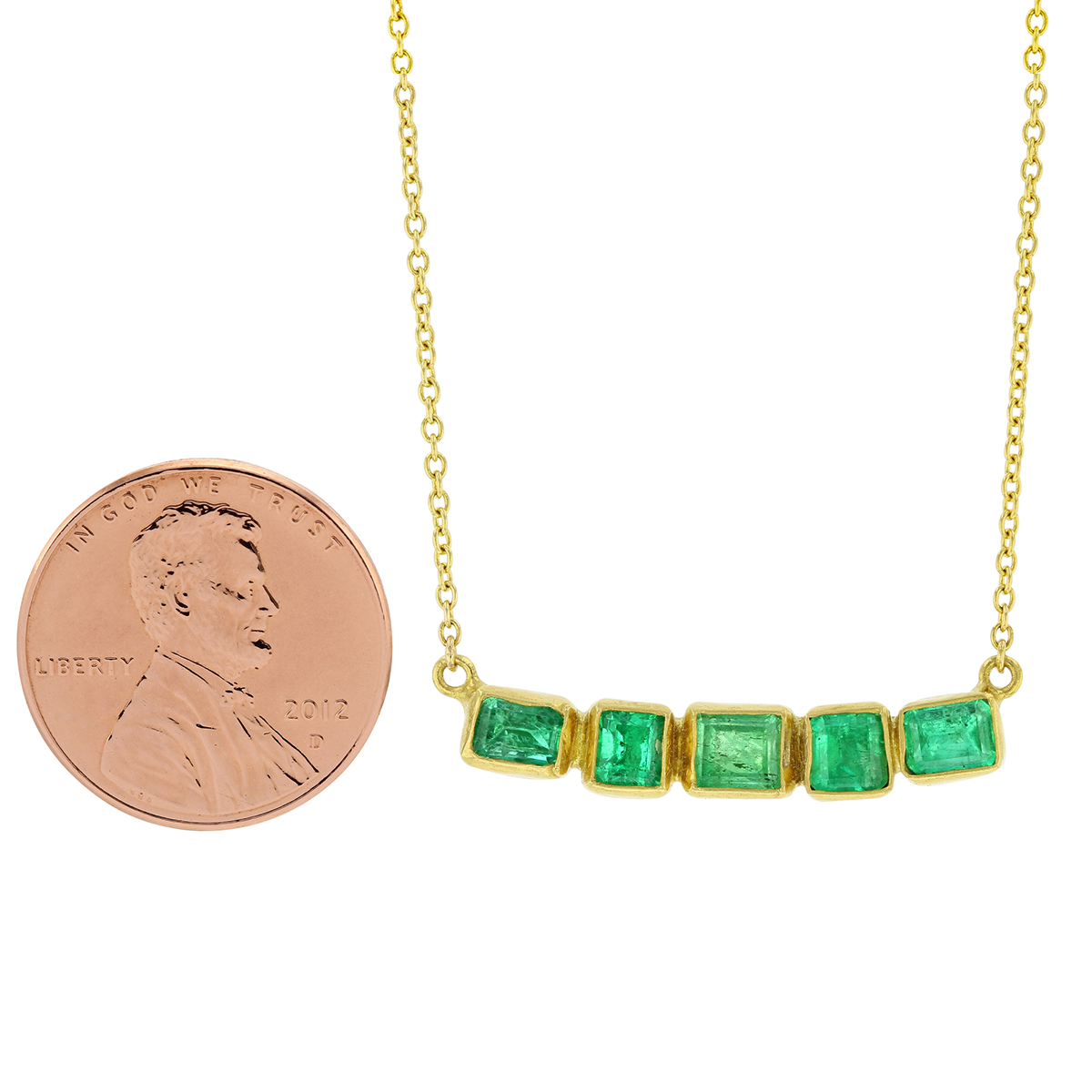 Gurhan 24K Yellow Gold Emerald Cube Bar Necklace, 18