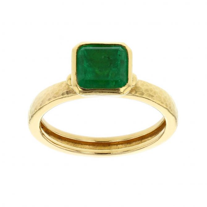 Gurhan 24K Yellow Gold Emerald Bezel Set Ring