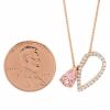 Pear Shaped Lotus Garnet & Open Diamond Teardrop Pendant in Rose Gold, 18"