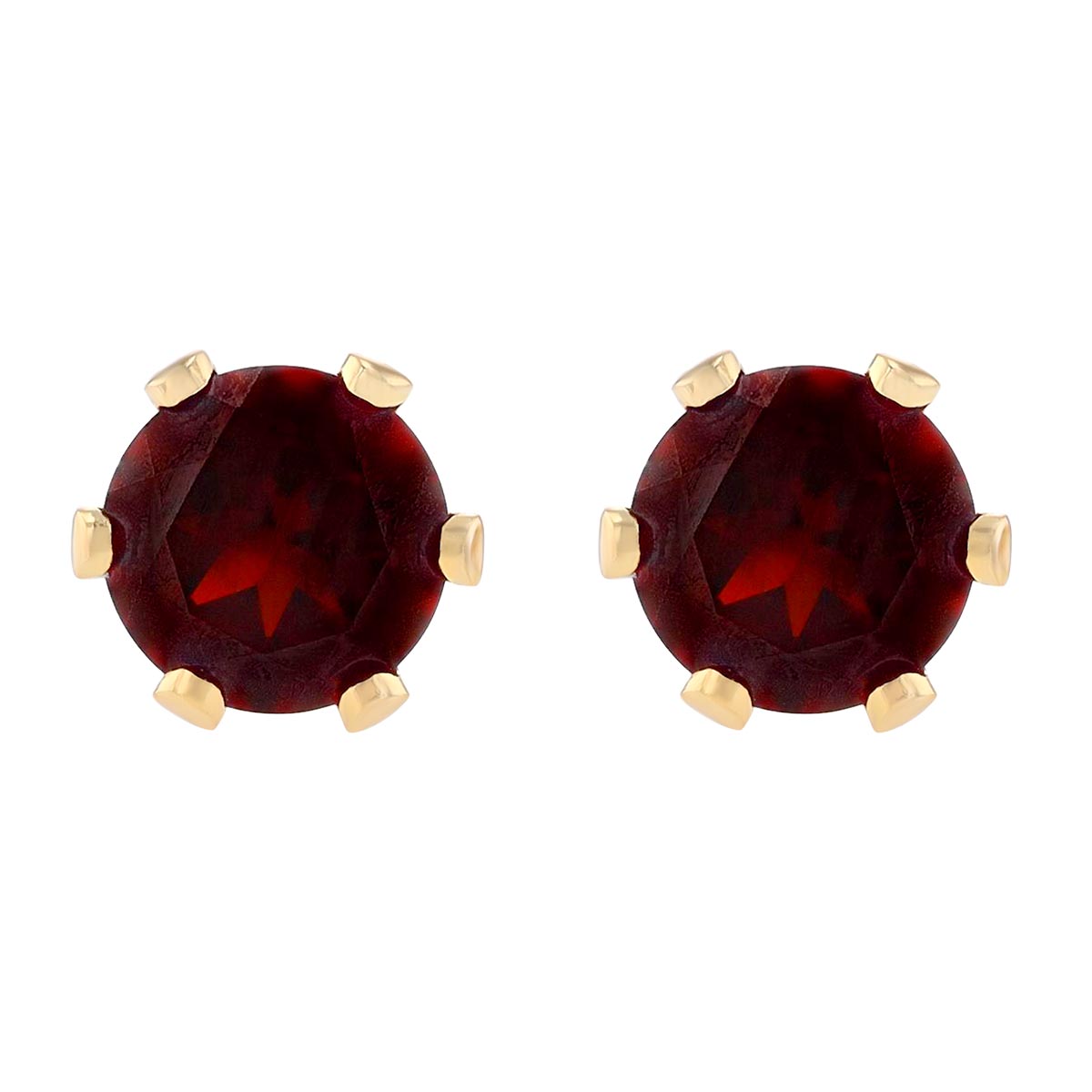 Children's Garnet Stud Earrings in Yellow Gold