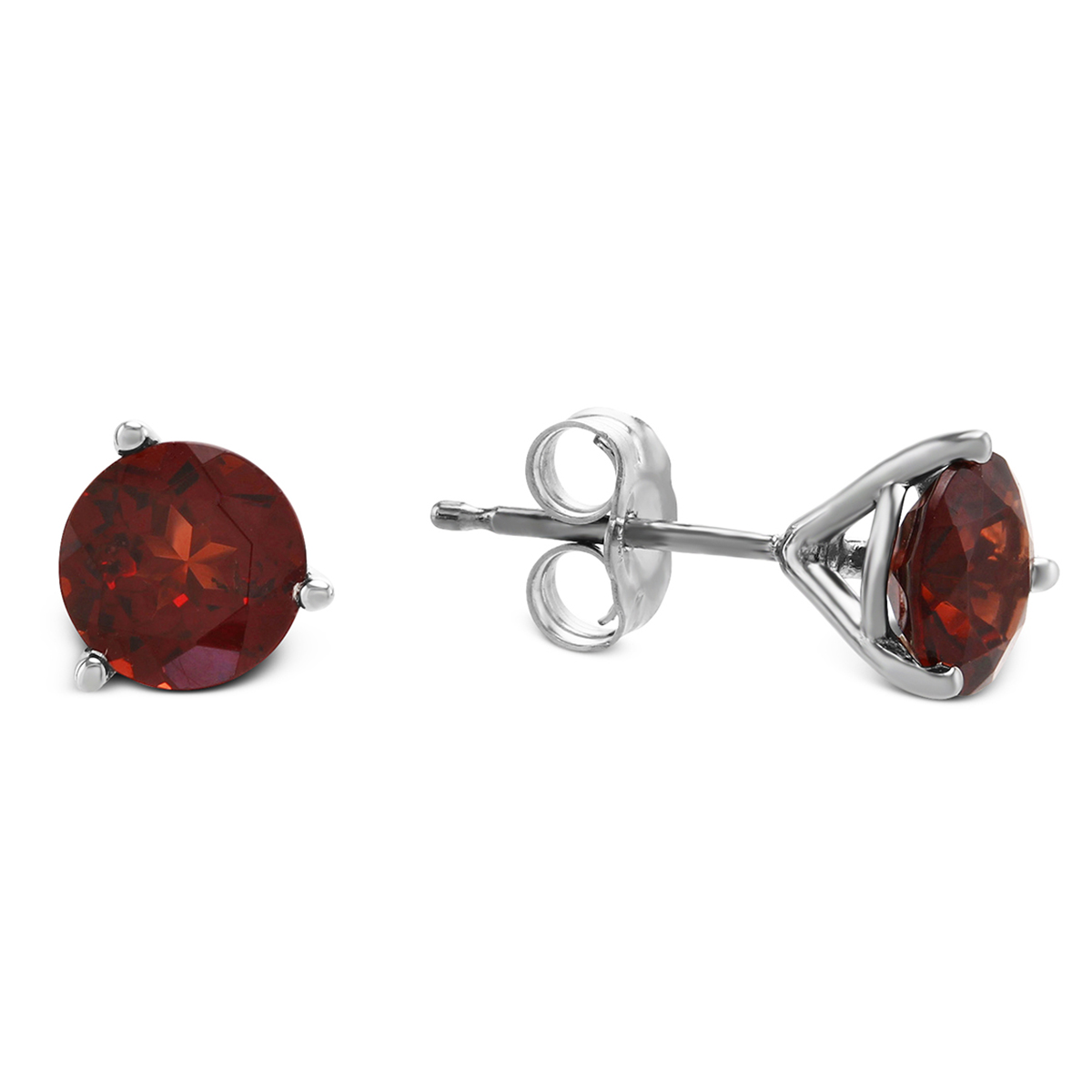 White gold garnet stud earrings Clearance