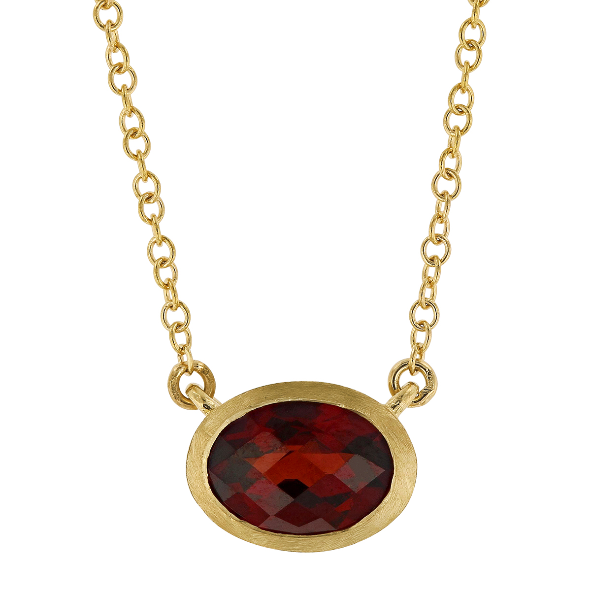 Oval Pendant with Satin Yellow Gold Bezel, 18" Borsheims