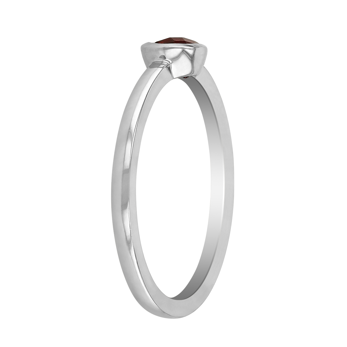 Pear Shaped Garnet East West Bezel Set Ring in White Gold